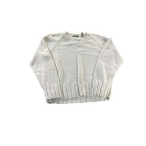 I.E. Relaxed White Knit V-Neck Pullover Long Sleeve Sweater Women's Size XL